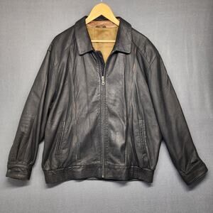 Vintage Yuan Leather Bomber Jacket Men Large Black Soft Supple YKK Zipper Canada